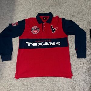 Houston Texans Red and Blue NFL Size L 2002 Polo long sleeve